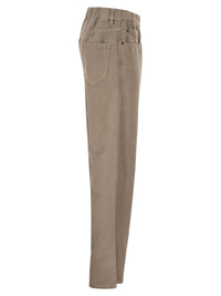 Brunello Cucinelli Women Contemporary Trousers In Garment-Dyed Cotton And Linen Cover With Monile