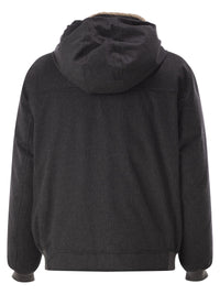 Brunello Cucinelli Men Membranated Wool Flannel Down Jacket With Shearling-Lined Collar