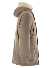 Brunello Cucinelli Men Wool Coat With Fur Collar