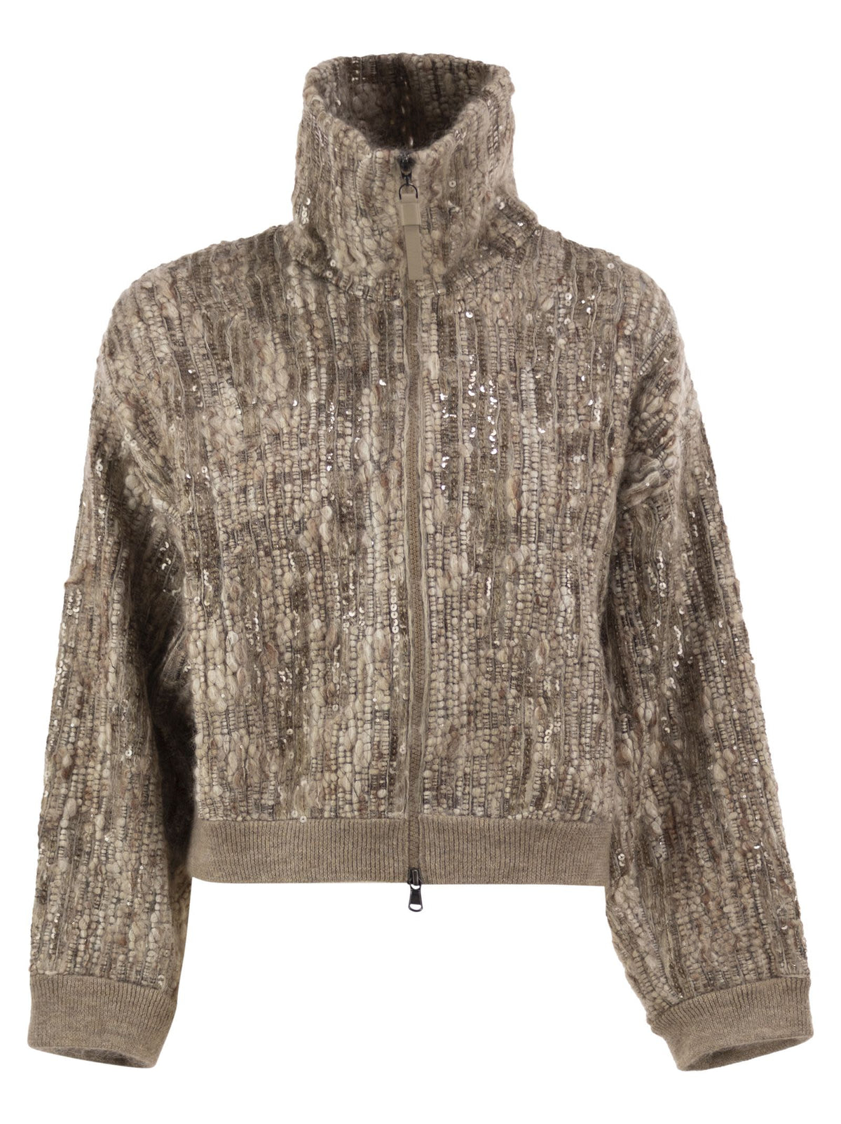 Brunello Cucinelli Women Cropped Mohair Blend Jacket With Sequins