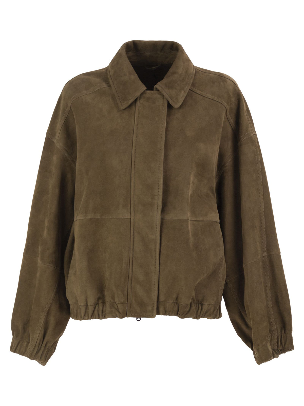 Brunello Cucinelli Women Suede Leather Bomber Jacket