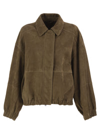 Brunello Cucinelli Women Suede Leather Bomber Jacket