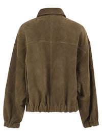 Brunello Cucinelli Women Suede Leather Bomber Jacket