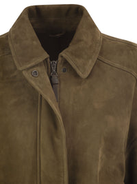Brunello Cucinelli Women Suede Leather Bomber Jacket