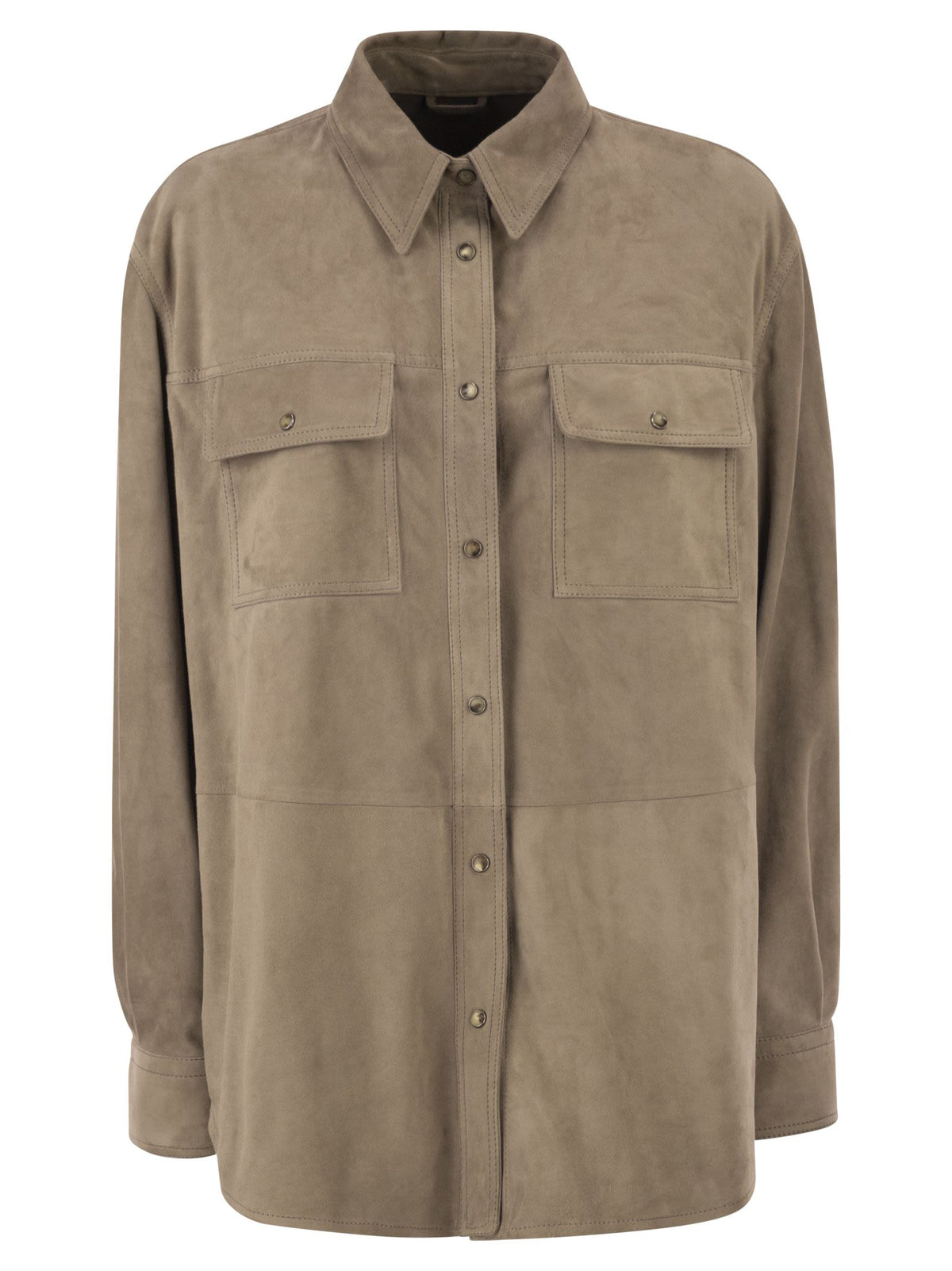 Brunello Cucinelli Women Suede Overshirt With Patch Pockets