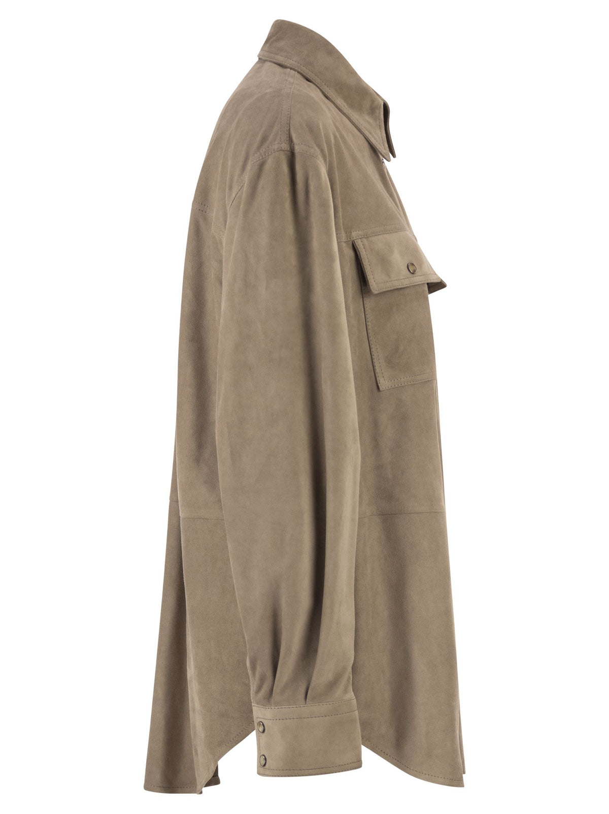 Brunello Cucinelli Women Suede Overshirt With Patch Pockets