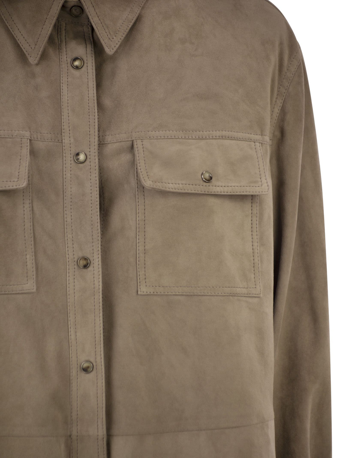 Brunello Cucinelli Women Suede Overshirt With Patch Pockets