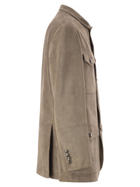BRUNELLO CUCINELLI Brunello Cucinelli Men Suede Leather Safari Jacket With Patch Pockets