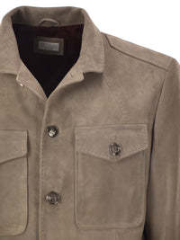 BRUNELLO CUCINELLI Brunello Cucinelli Men Suede Leather Safari Jacket With Patch Pockets