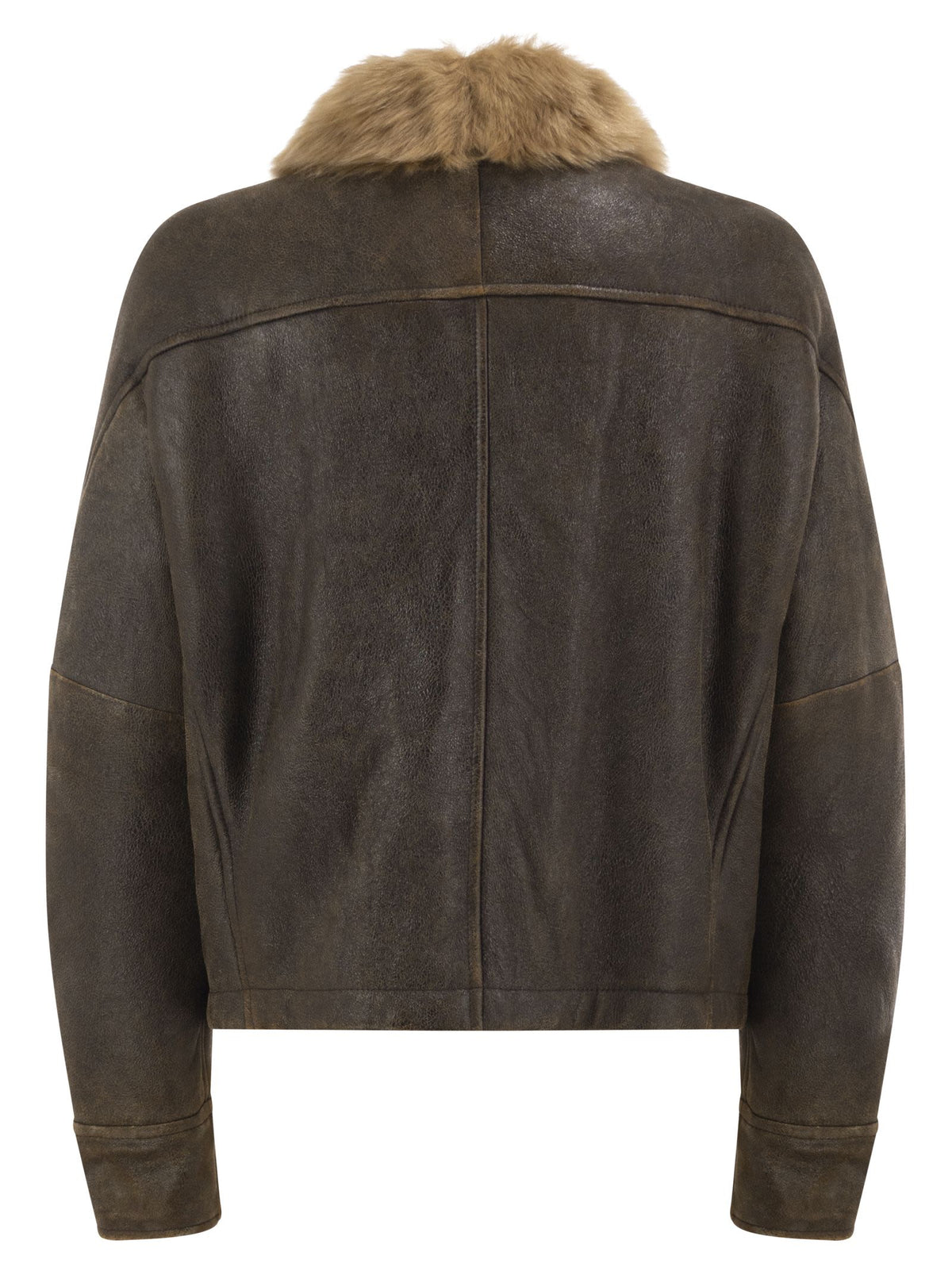 Brunello Cucinelli Women Sheepskin Jacket With Fur Collar