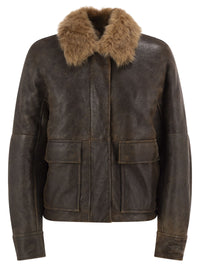 Brunello Cucinelli Women Sheepskin Jacket With Fur Collar