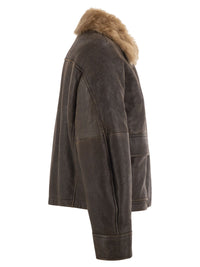 Brunello Cucinelli Women Sheepskin Jacket With Fur Collar