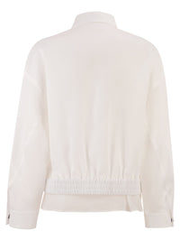Brunello Cucinelli Women Cotton Canvas Outerwear With Shiny Zip Pull