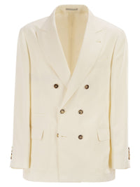Brunello Cucinelli Men Double-Breasted Jacket In Silk And Linen
