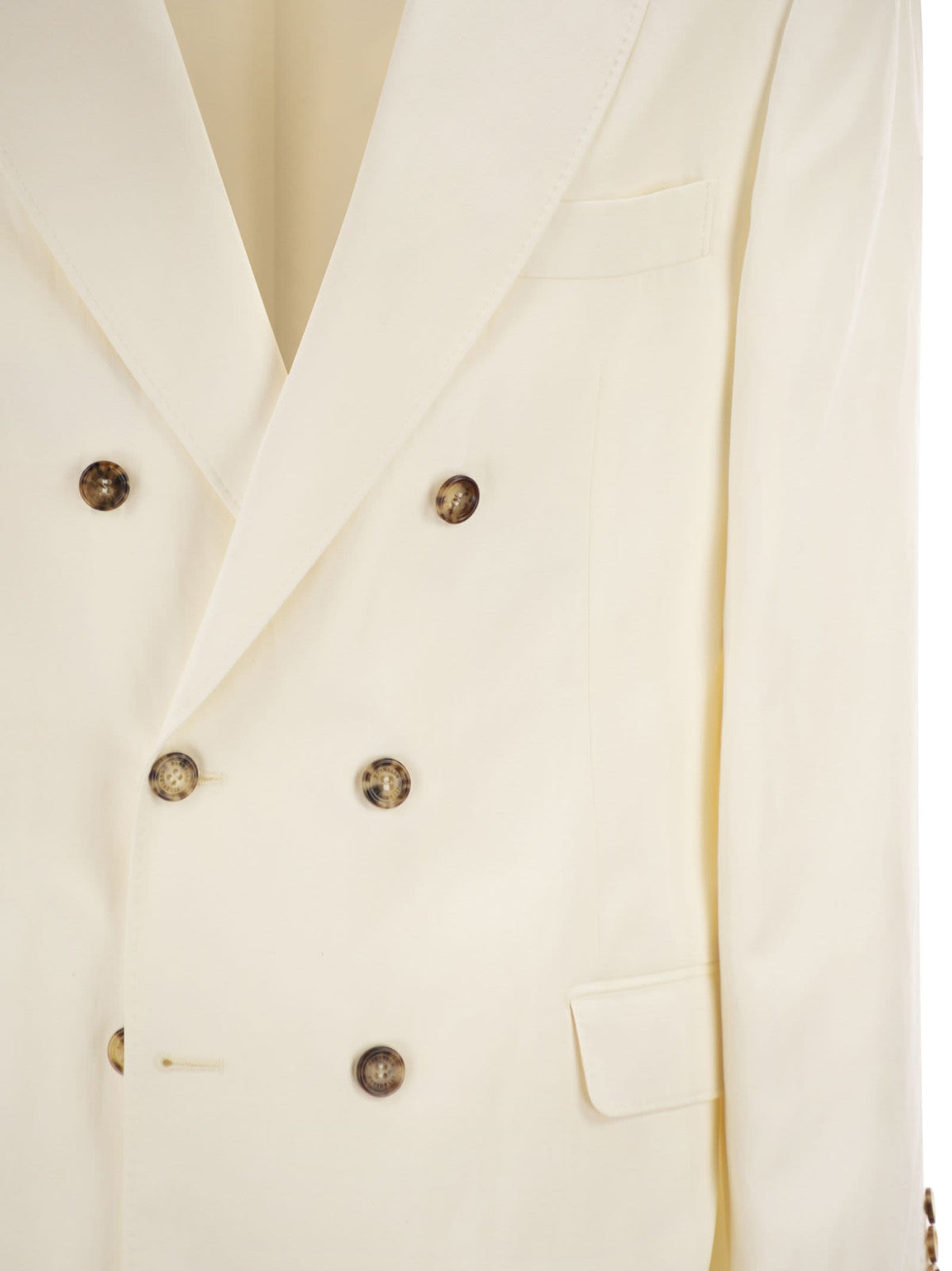 Brunello Cucinelli Men Double-Breasted Jacket In Silk And Linen