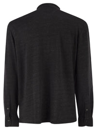 Brunello Cucinelli Men Linen And Cotton Shirt With Band Collar