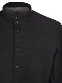 Brunello Cucinelli Men Linen And Cotton Shirt With Band Collar