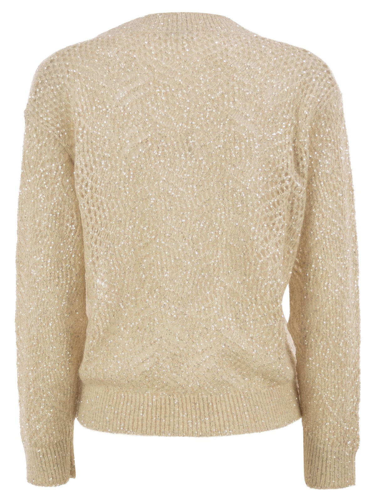 Brunello Cucinelli Women Openwork Mohair Sweater With Sequins