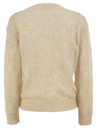 Brunello Cucinelli Women Openwork Mohair Sweater With Sequins