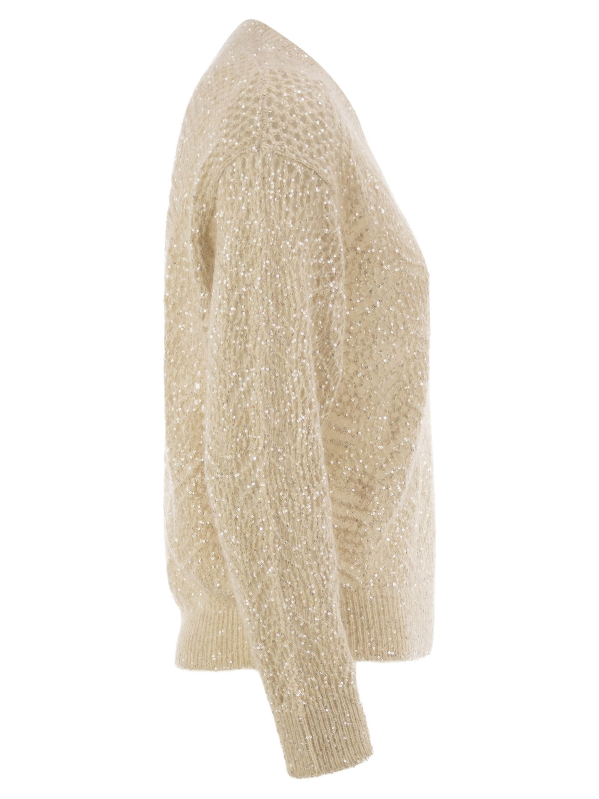 Brunello Cucinelli Women Openwork Mohair Sweater With Sequins