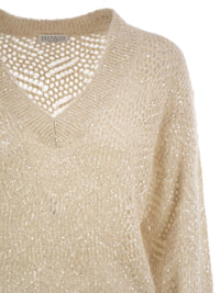 Brunello Cucinelli Women Openwork Mohair Sweater With Sequins