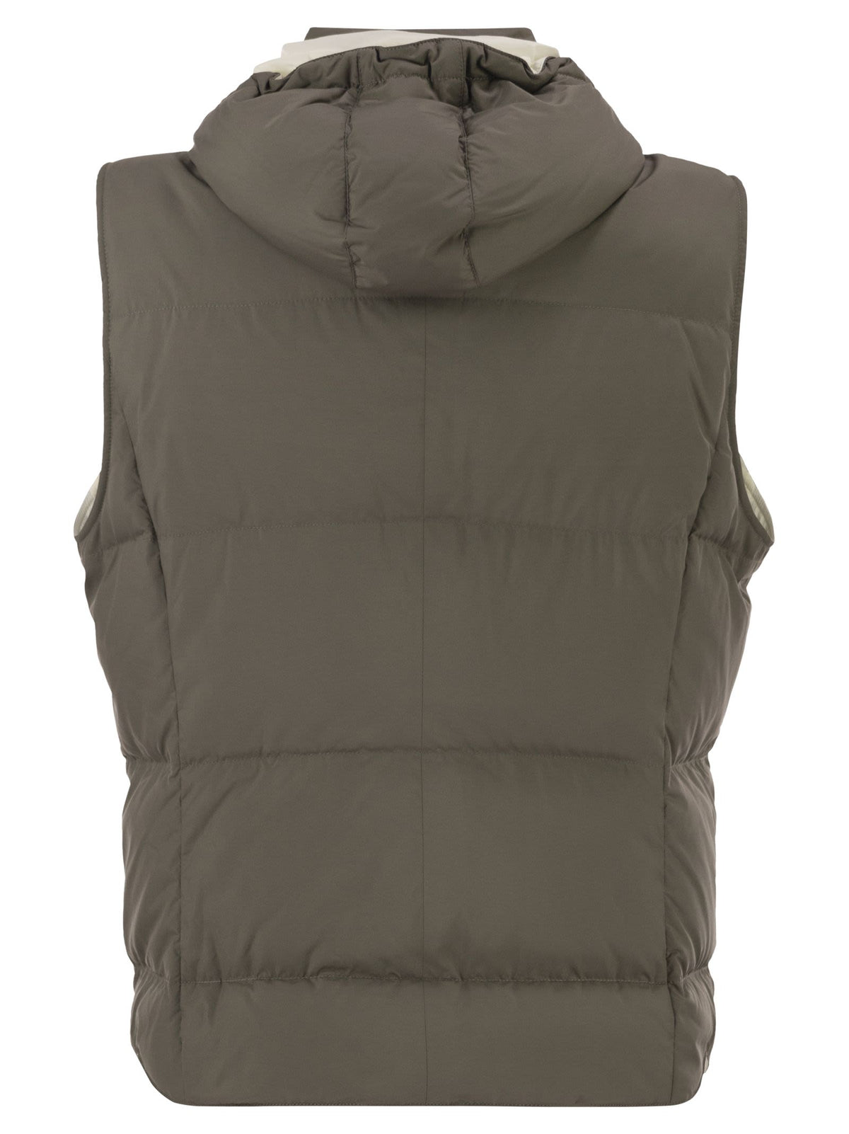Brunello Cucinelli Men Padded Hooded Gilet In Technical Fabric