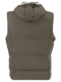 Brunello Cucinelli Men Padded Hooded Gilet In Technical Fabric