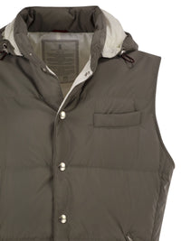 Brunello Cucinelli Men Padded Hooded Gilet In Technical Fabric