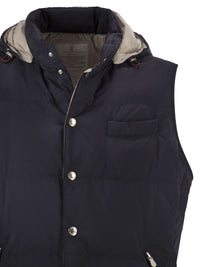 Brunello Cucinelli Men Padded Hooded Gilet In Technical Fabric