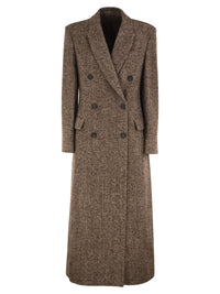 Brunello Cucinelli Women Double-Breasted Wool And Alpaca Herringbone Coat