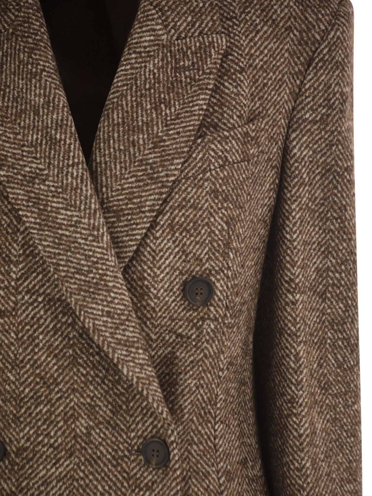 Brunello Cucinelli Women Double-Breasted Wool And Alpaca Herringbone Coat