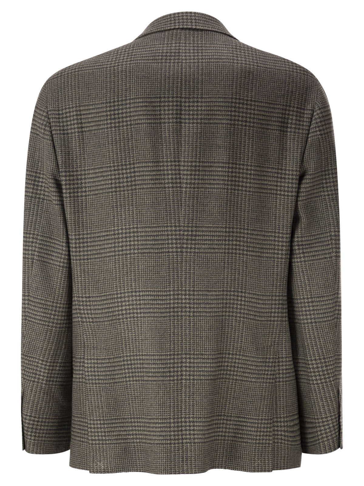 Brunello Cucinelli Men Prince Of Wales Wool And Cashmere Blazer With Tailored Construction