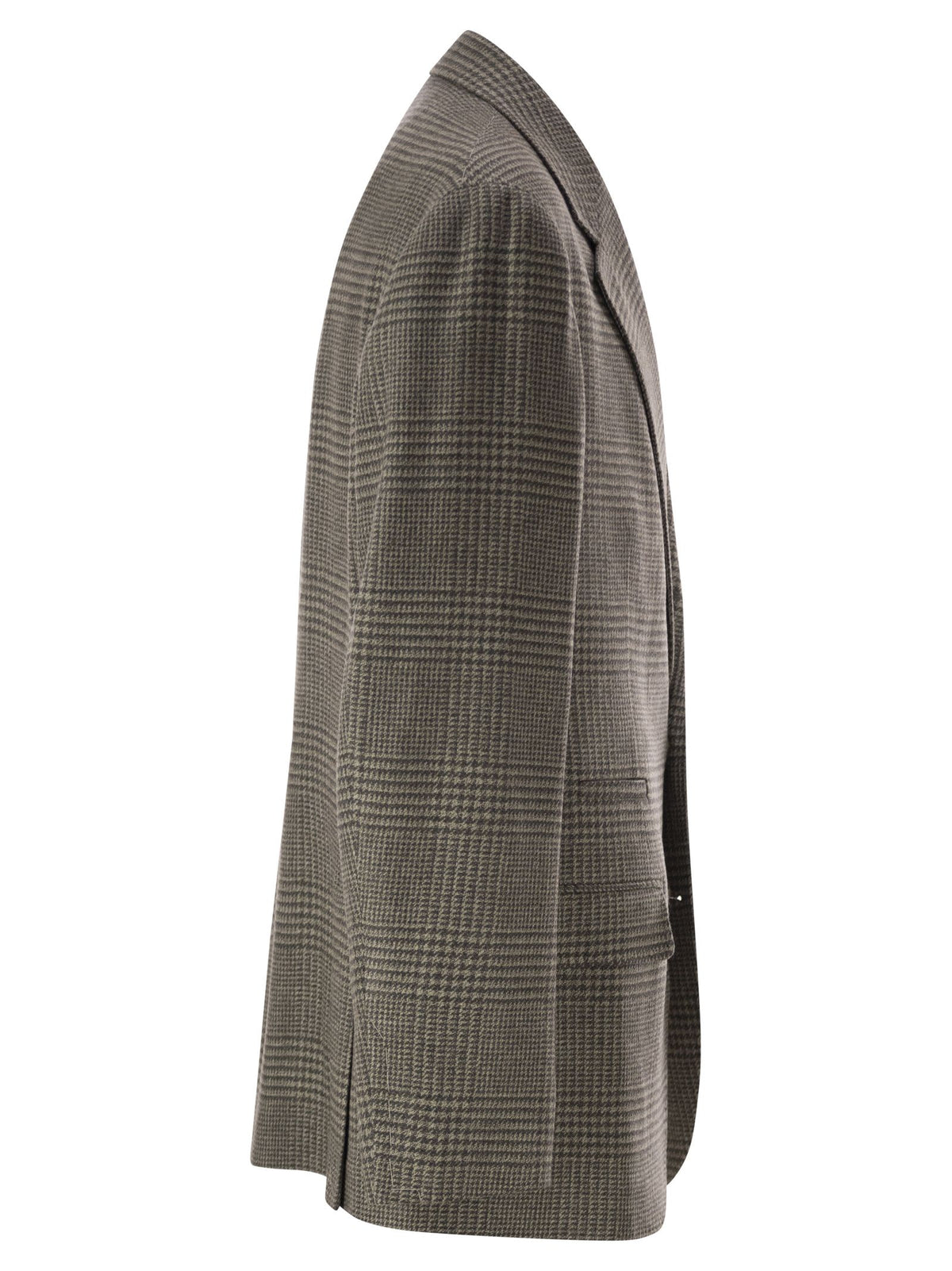 Brunello Cucinelli Men Prince Of Wales Wool And Cashmere Blazer With Tailored Construction