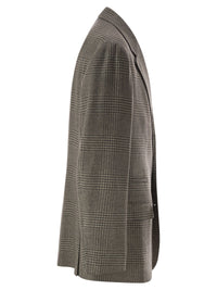 Brunello Cucinelli Men Prince Of Wales Wool And Cashmere Blazer With Tailored Construction