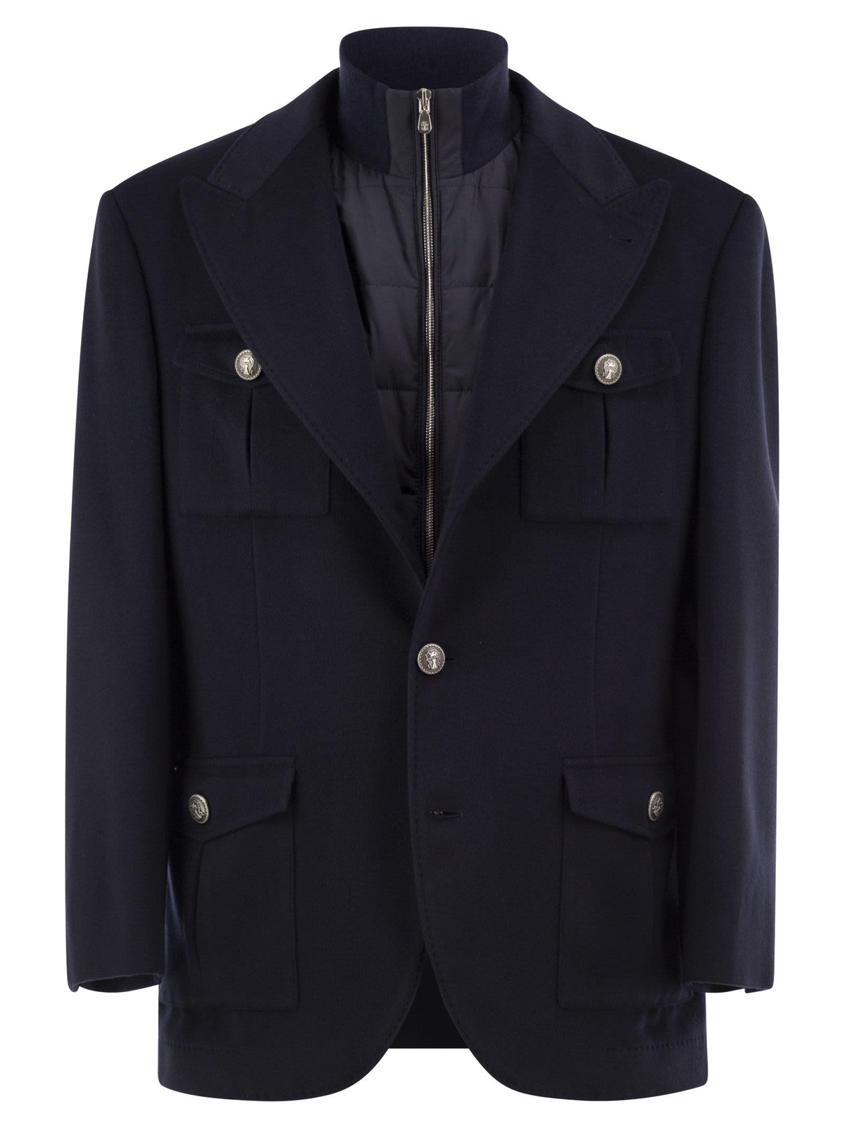 Brunello Cucinelli Men Virgin Wool Jacket With Removable Padded Gilet