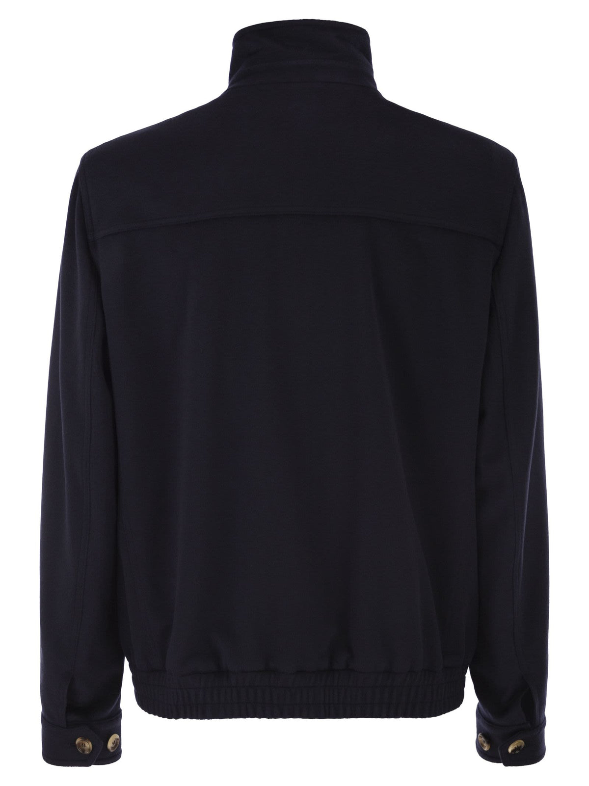 Brunello Cucinelli Men Virgin Wool Bomber Jacket With Stand Collar