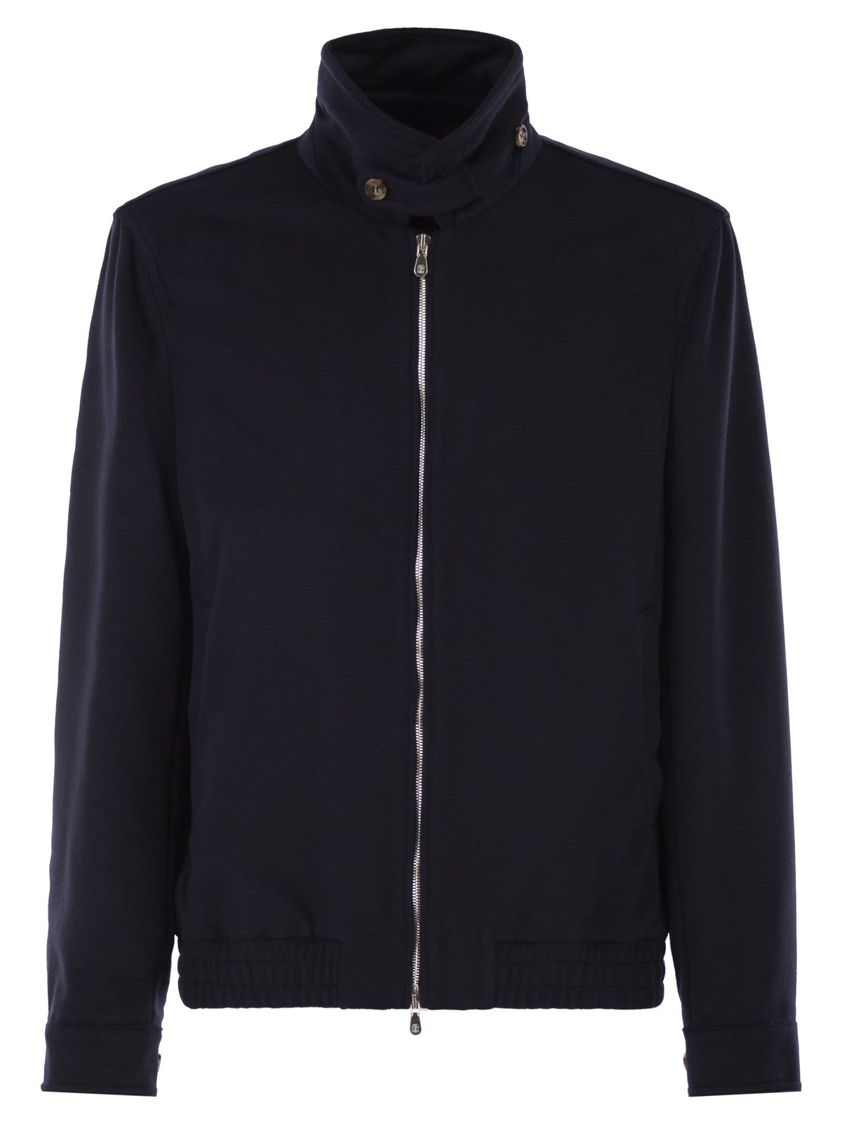 Brunello Cucinelli Men Virgin Wool Bomber Jacket With Stand Collar