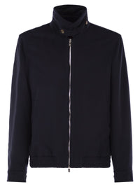 Brunello Cucinelli Men Virgin Wool Bomber Jacket With Stand Collar