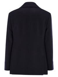 Brunello Cucinelli Men Double Wool Flannel Pea Coat With Metal Buttons