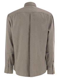 Brunello Cucinelli Men Cotton And Lyocell Button-Down Shirt