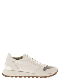 Brunello Cucinelli Women Leather And Fabric Trainers