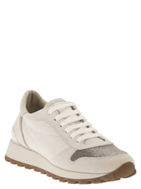 Brunello Cucinelli Women Leather And Fabric Trainers