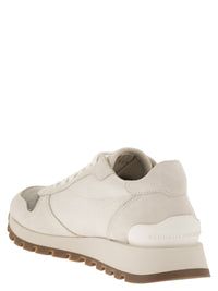 Brunello Cucinelli Women Leather And Fabric Trainers