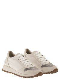 Brunello Cucinelli Women Leather And Fabric Trainers