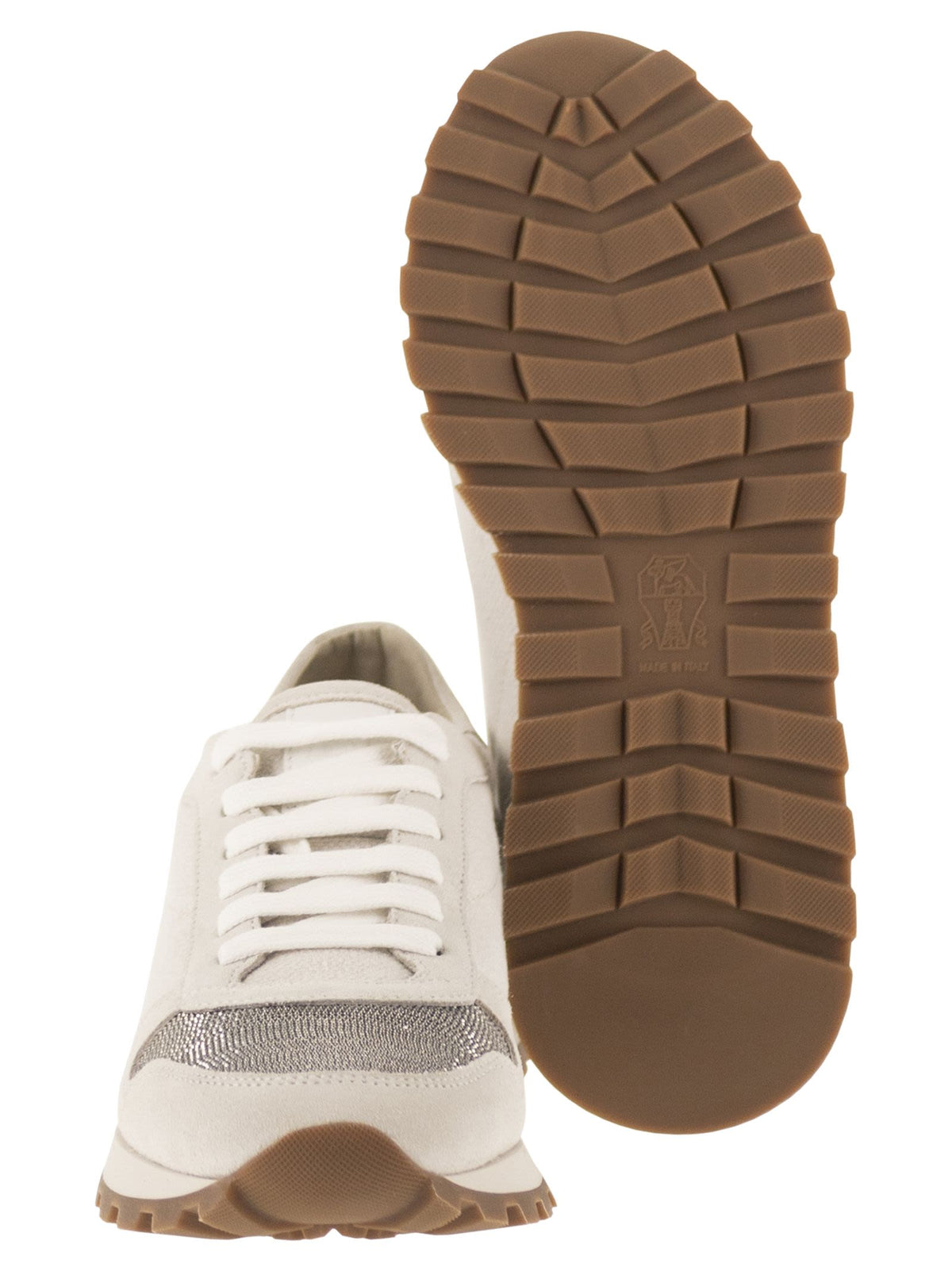 Brunello Cucinelli Women Leather And Fabric Trainers