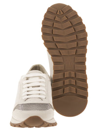 Brunello Cucinelli Women Leather And Fabric Trainers