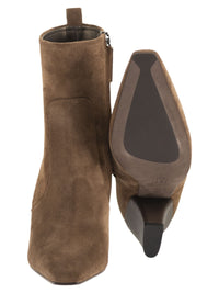 Brunello Cucinelli Women Suede Ankle Boots With Jewelled Heel
