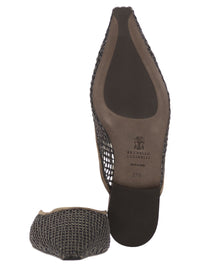 Brunello Cucinelli Women Suede Mules With Precious Net Embroidery