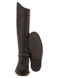 Brunello Cucinelli Women Suede Leather Knee-High Boots With Monili Detail