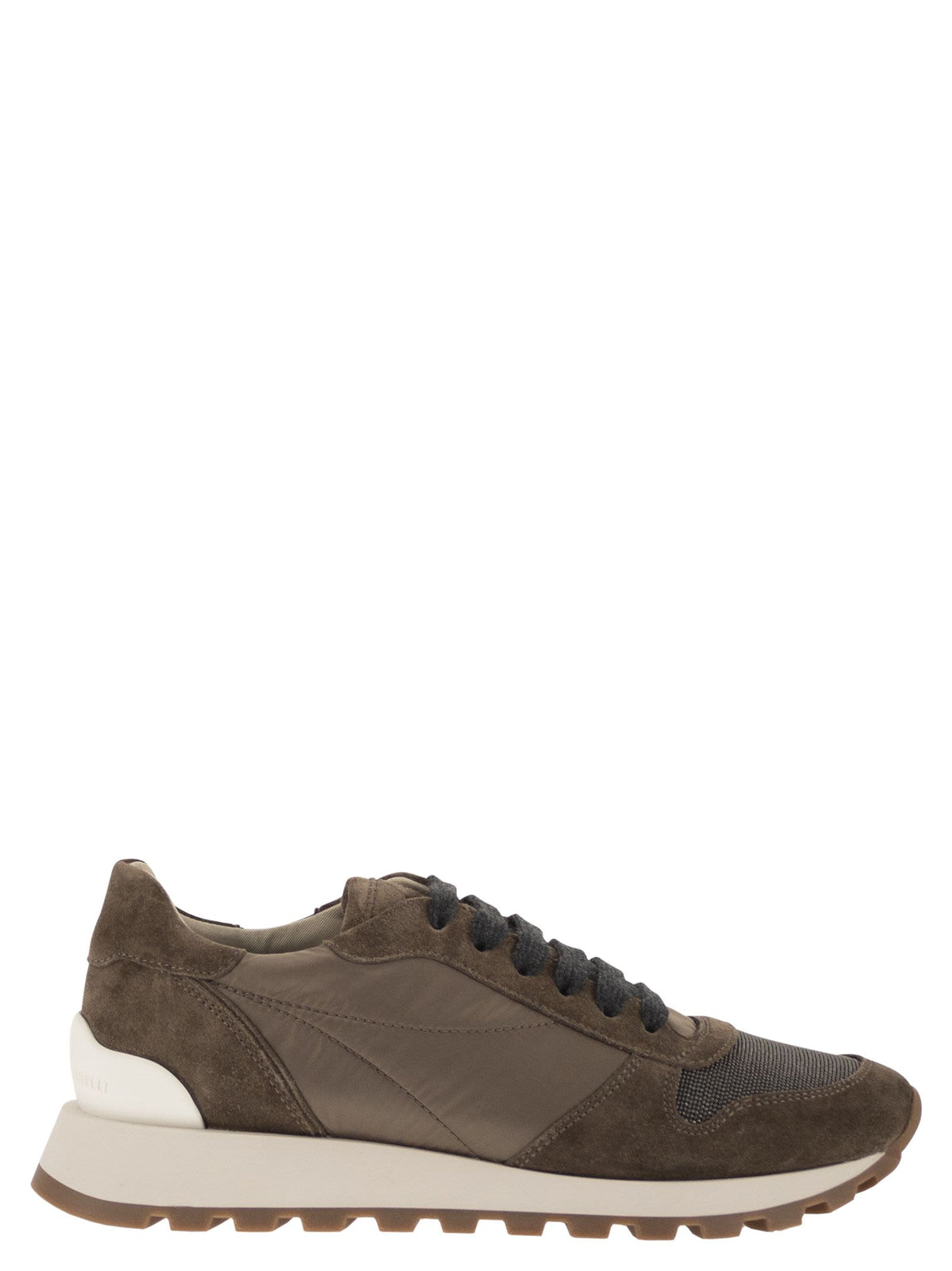 Brunello Cucinelli Women Suede And Techno Fabric Runners With Precious Toe